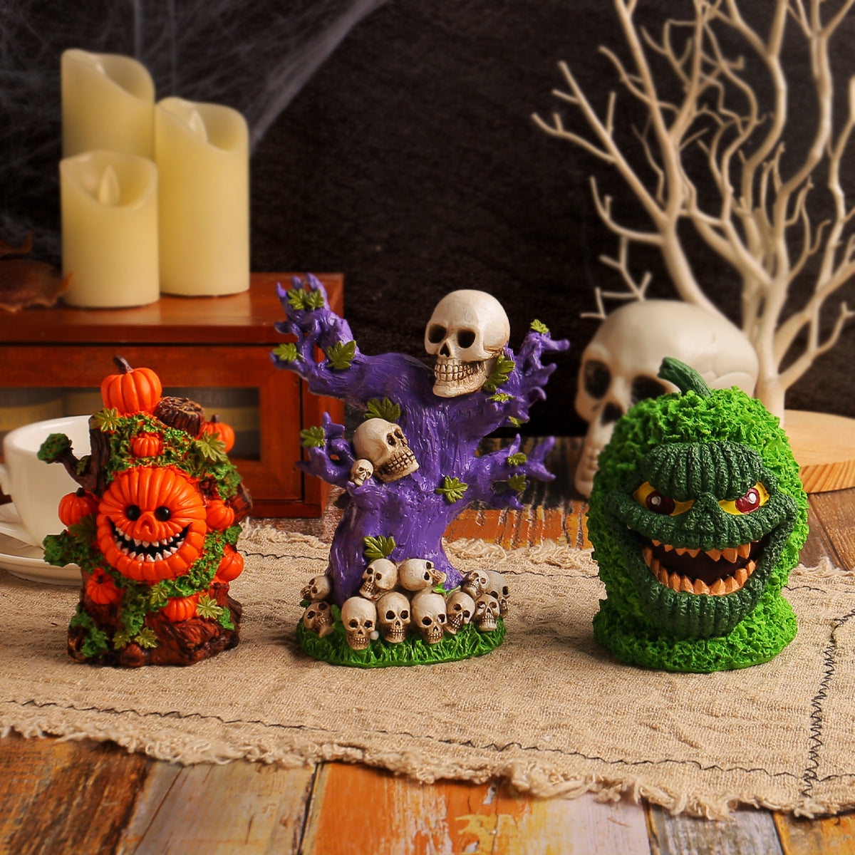 Green Pumpkin Monster Decor