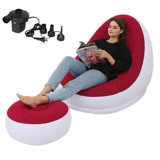 Canapé gonflable avec pouf