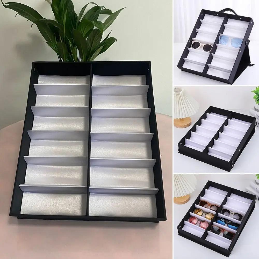 12-Pair Sunglasses Box with Multi-Grid Display