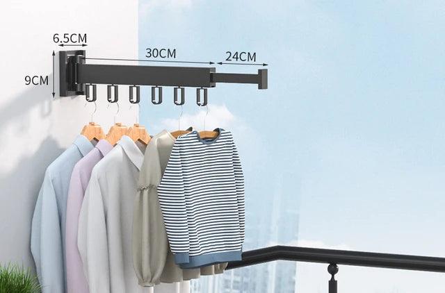 Retractable Cloth Drying Rack, Folding Wall Mount Hanger, Indoor/Outdoor