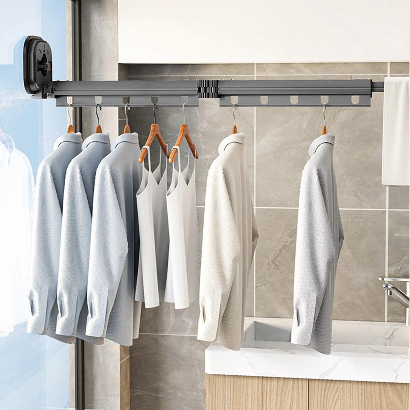 "Save Space with Our Multifunctional Retractable Clothes Drying Hanger!"