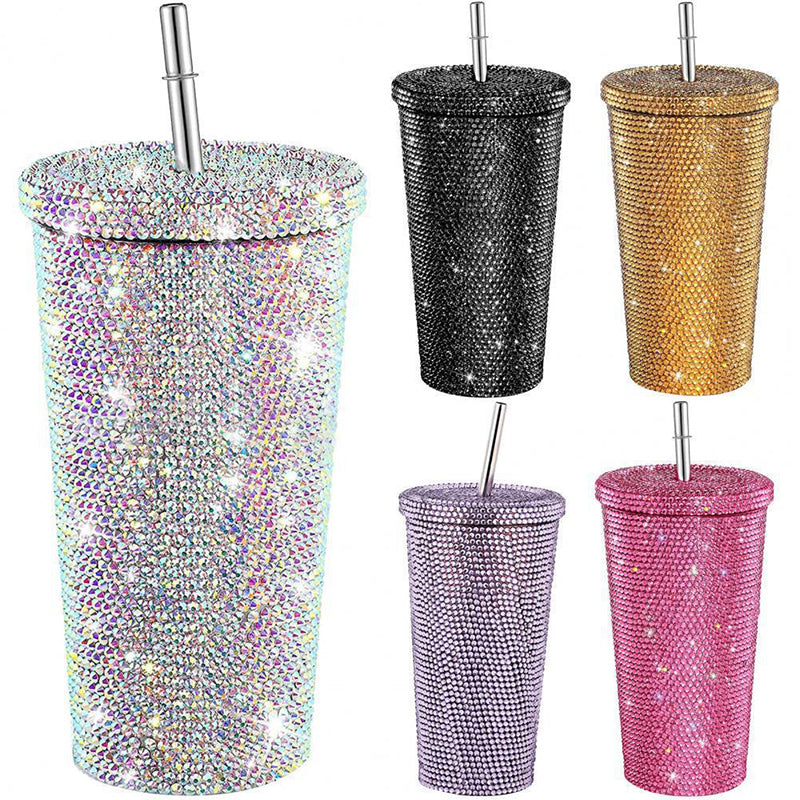 Diamond Insulated Cup with Elegant Stickers