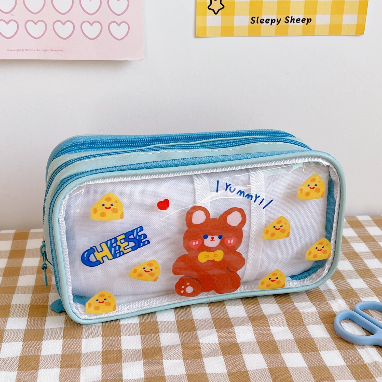 Large Clear Pencil Case with Design