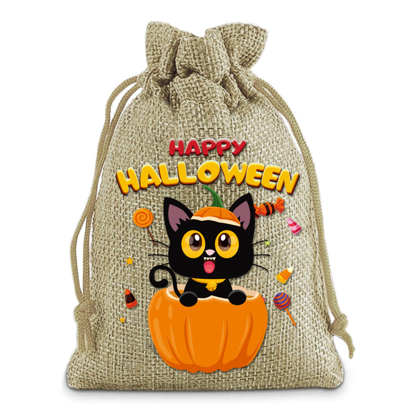 Pequeña bolsa de lino para Halloween