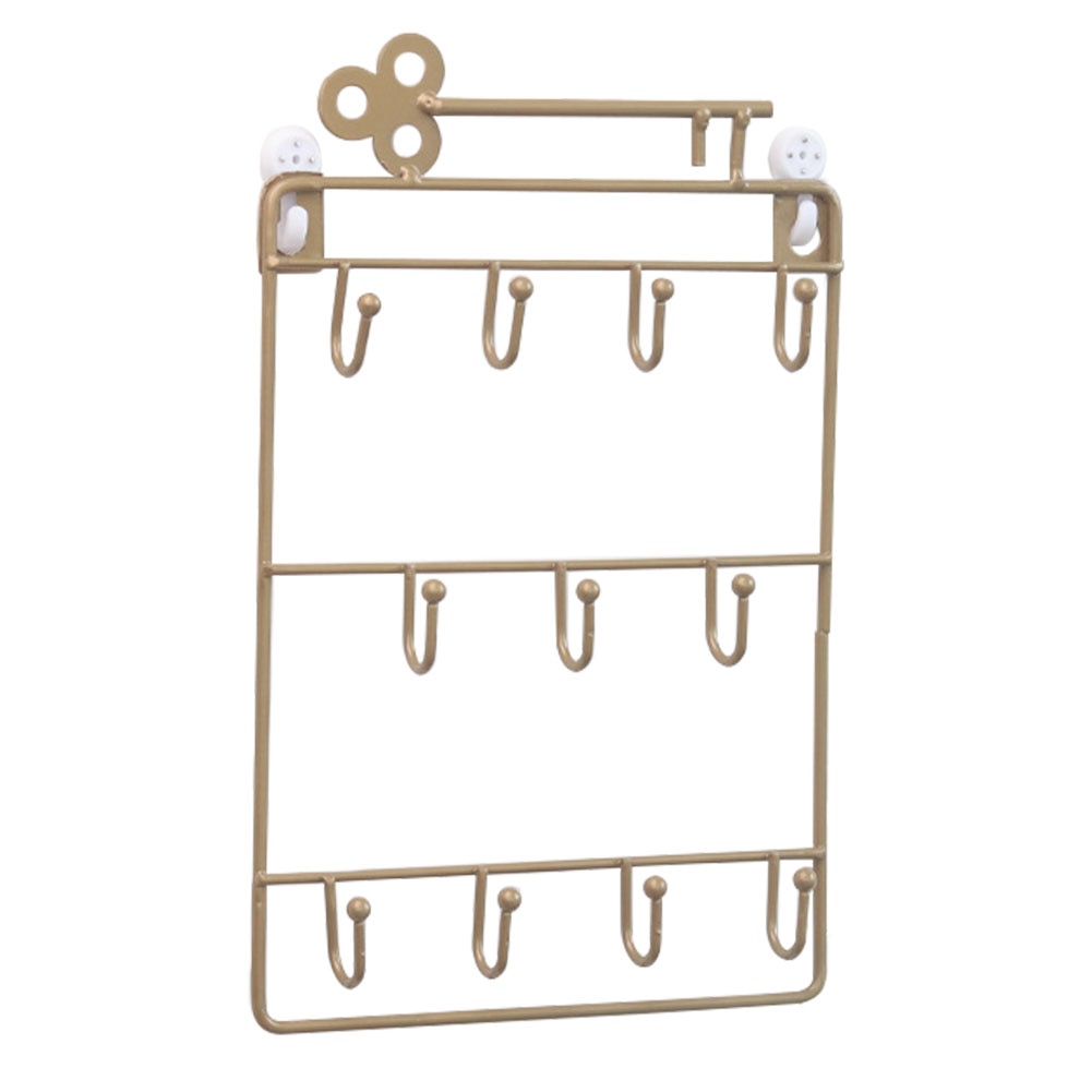 Modern iron wall key holder with 11 hooks for keys and hats