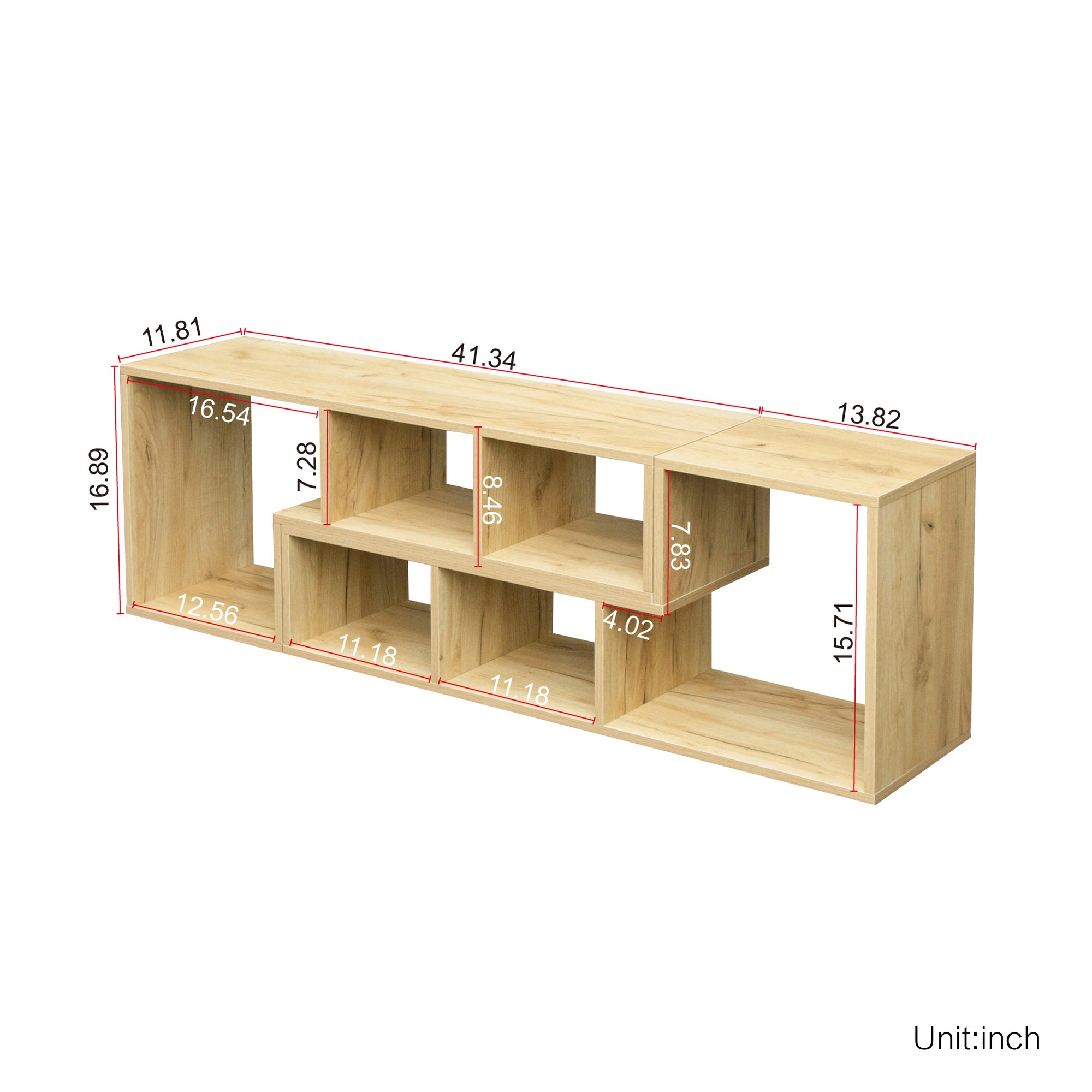 Mueble de TV de roble con doble L