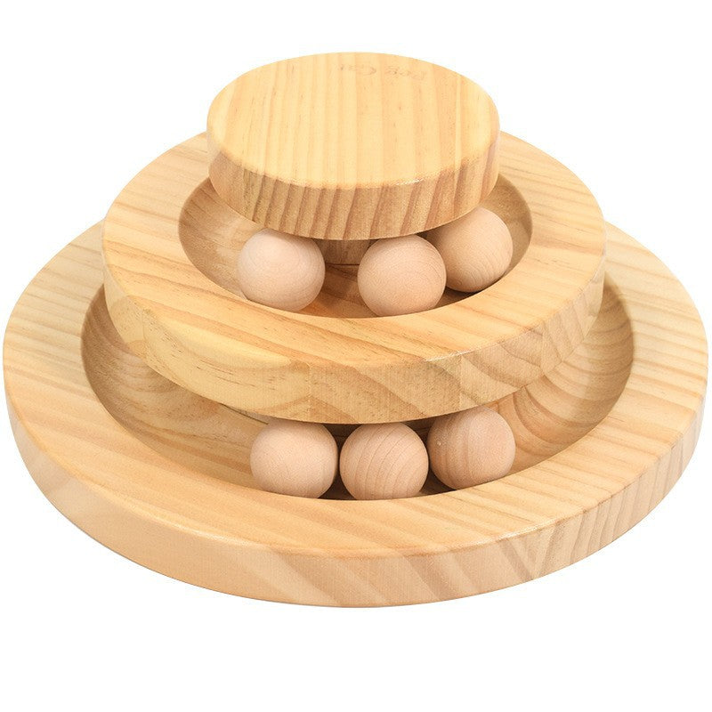 Durable wooden cat toy