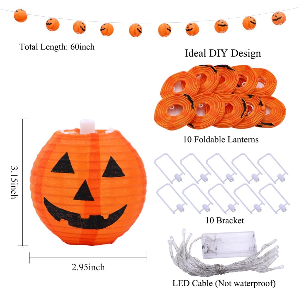 Guirlandes lumineuses LED pour Halloween en forme de citrouille