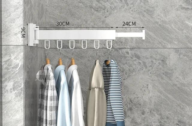 Retractable Cloth Drying Rack, Folding Wall Mount Hanger, Indoor/Outdoor