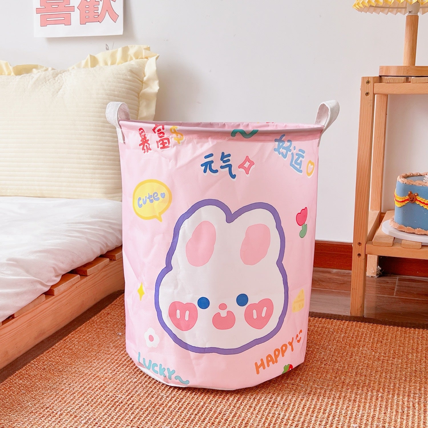 Foldable canvas laundry bin