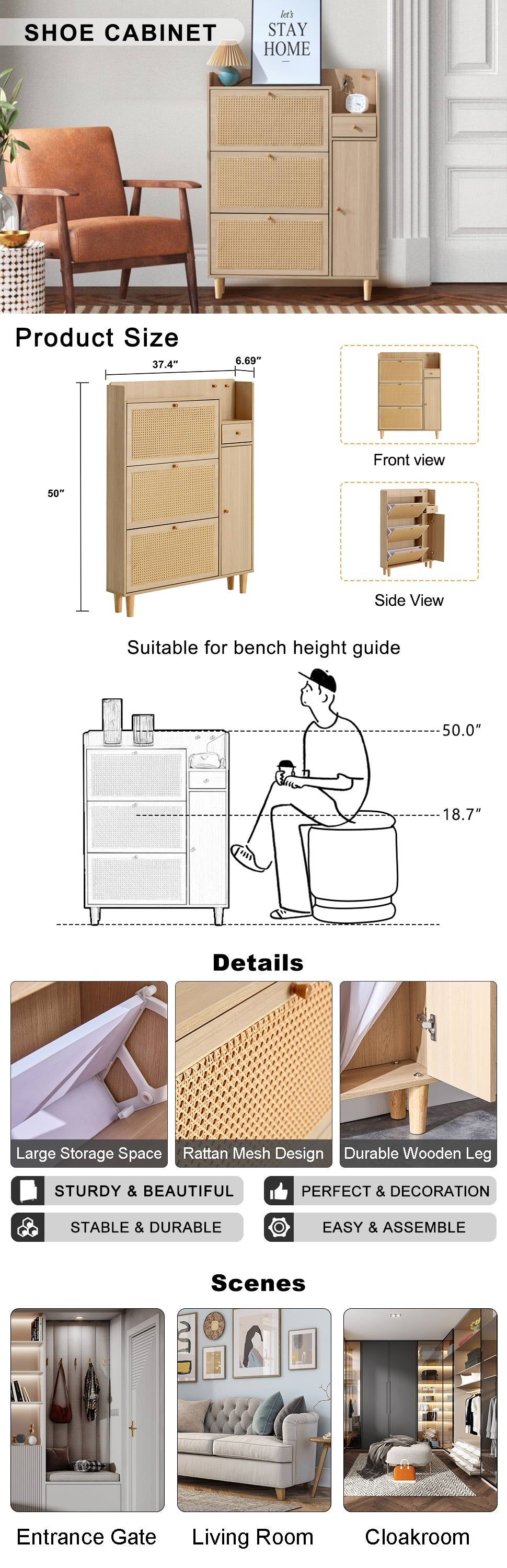 Meubles en rotin japonais minimalistes