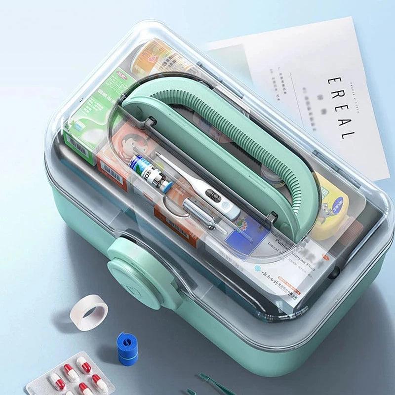 Grande boîte de rangement pour médicaments, trousse de premiers soins portable