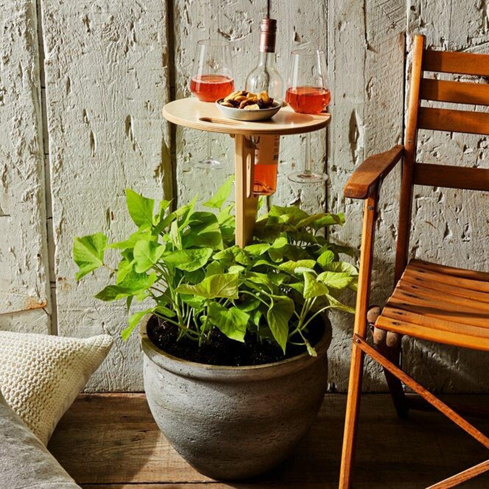 Foldable Wine Table with Rack