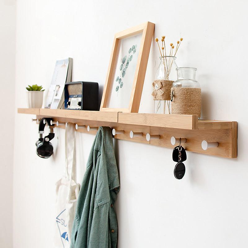 Nordic Bamboo Wall Hook for Clothes and Hats, Creative Wall Shelf