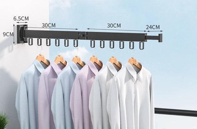 Retractable Cloth Drying Rack, Folding Wall Mount Hanger, Indoor/Outdoor