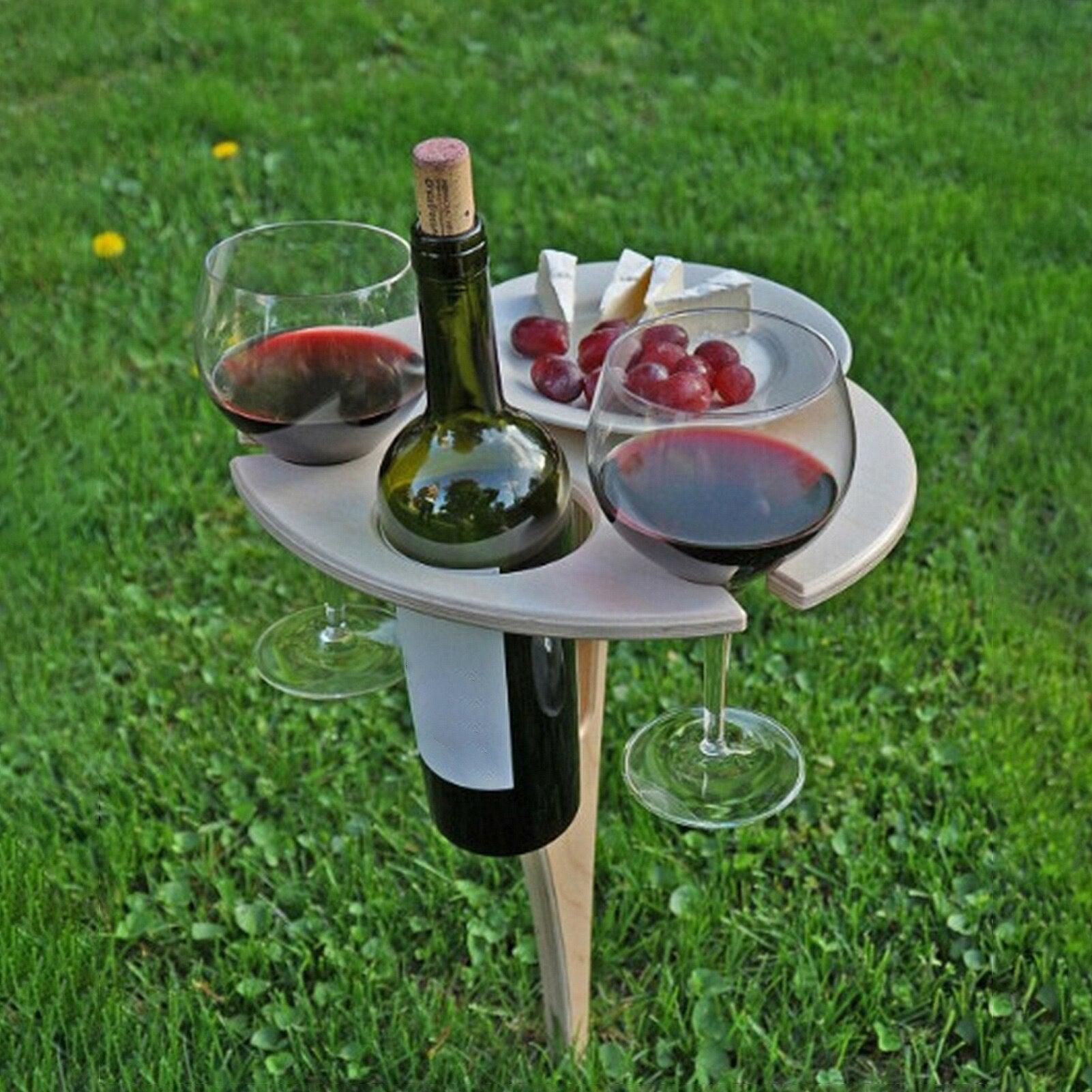 Foldable Wine Table with Rack