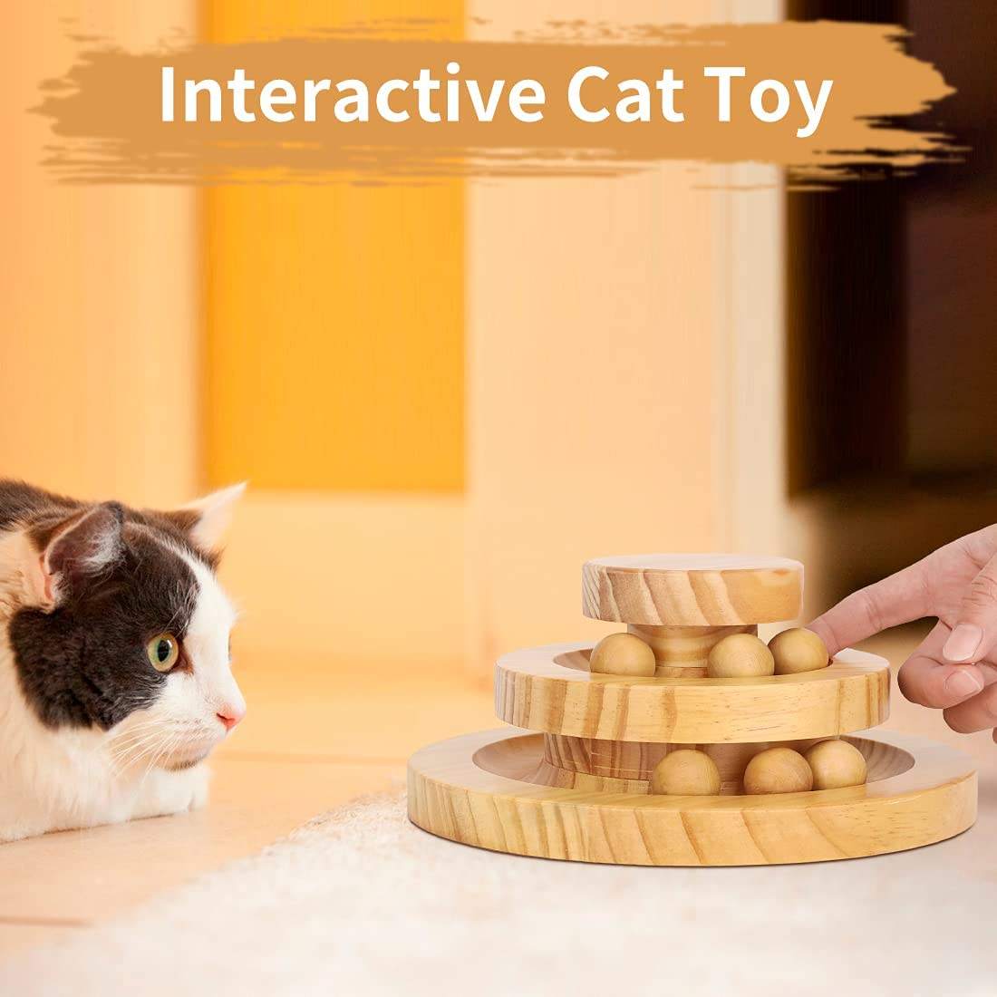 Durable wooden cat toy