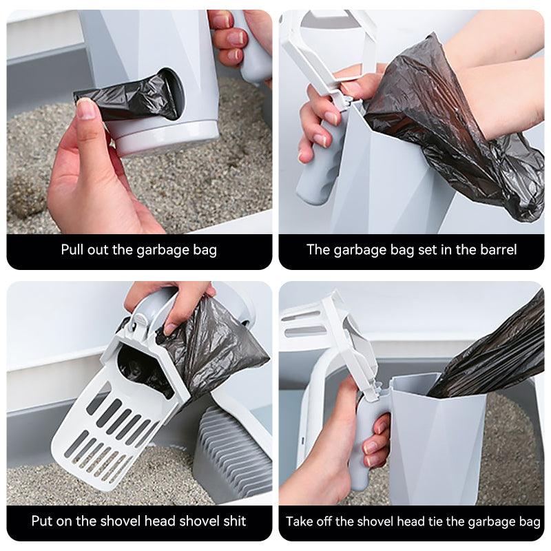 Self-cleaning litter scoop