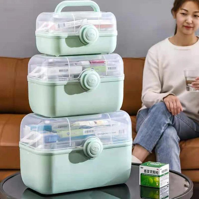 Grande boîte de rangement pour médicaments, trousse de premiers soins portable