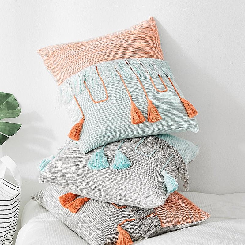 Vintage Knit Cushion with Tassels