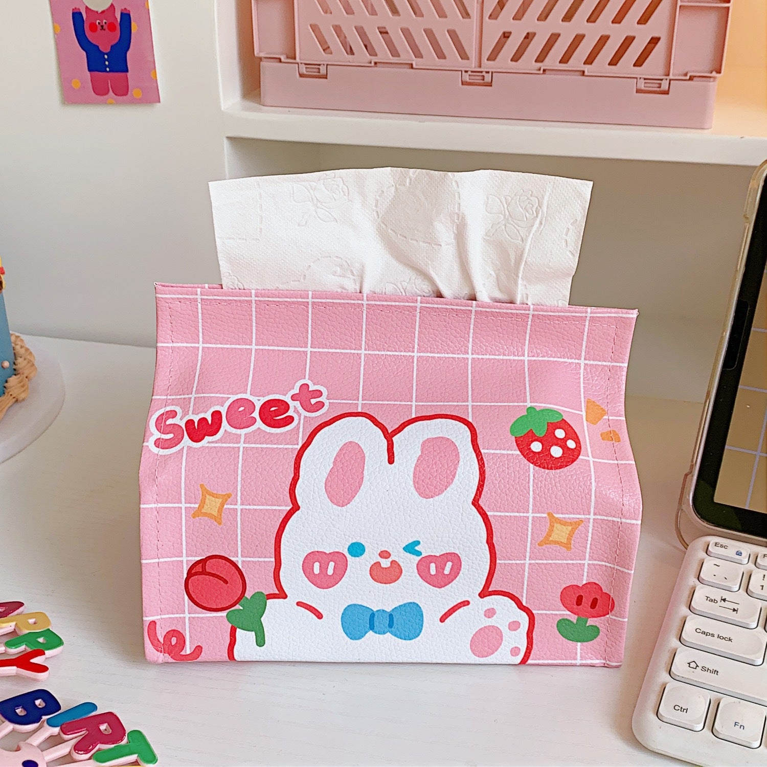 Heart bear tissue box, PU