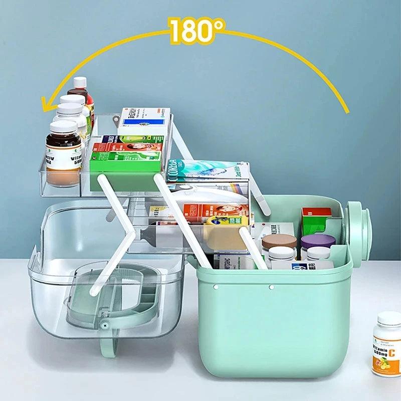 Grande boîte de rangement pour médicaments, trousse de premiers soins portable