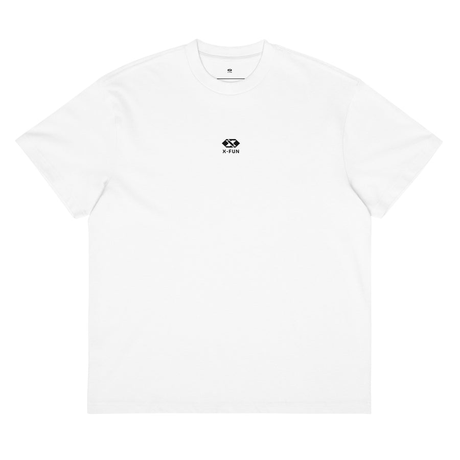 X-FUN STUDIO — Infra ανδρικό oversized T-shirt — Λευκό του Χιονιού — μπροστινή όψη