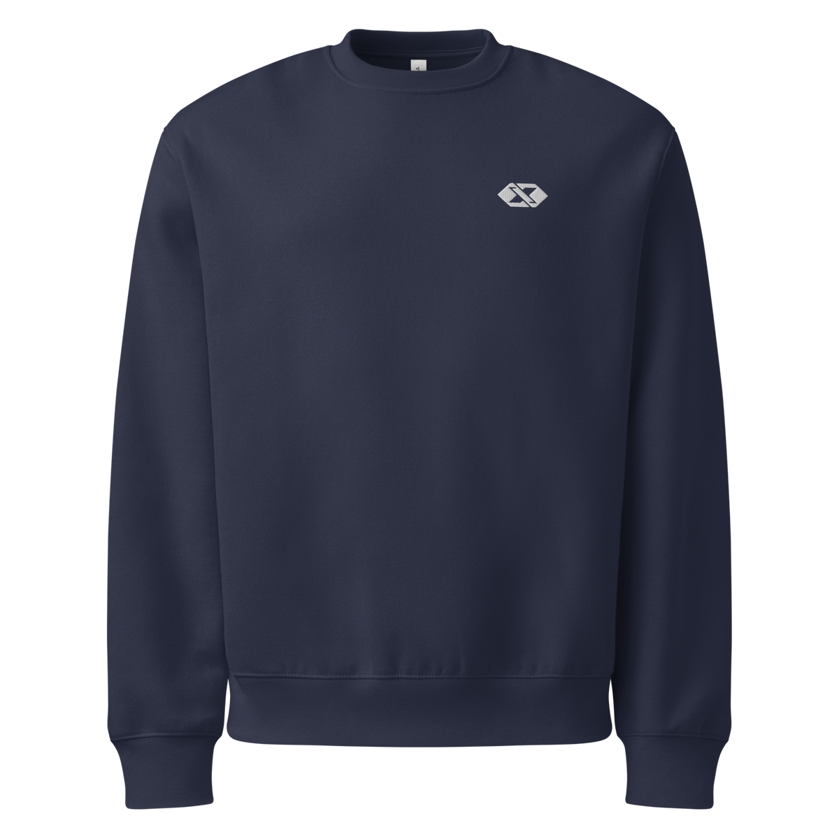 Sweat Signature à col rond — Bleu marine, broderie blanche, face