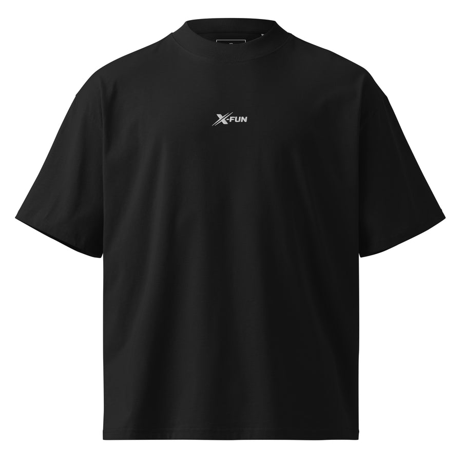 X-FUN STUDIO — Mock T-shirt med høj hals — Onyxsort — set forfra