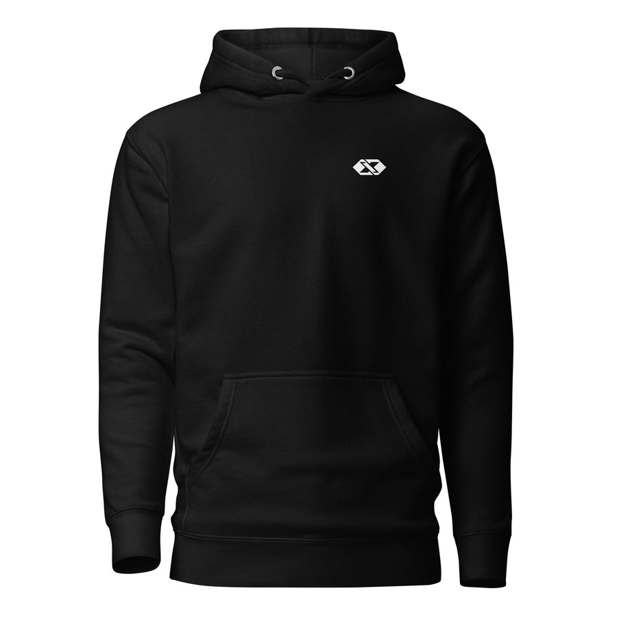Hoodie Signature — Noir — vue de face — visuel Printful