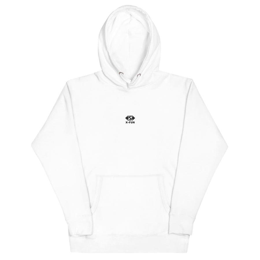 X-FUN STUDIO — Stealth-hoodie — Snövit — framifrån
